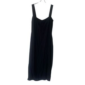 Reformation Black Midi Dress Above The Knee with Slit Size 4
